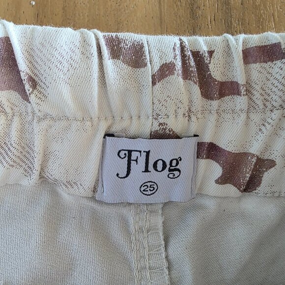 New Bevy Flog Shely White Dusty rose Camo drawstring Pants Sz 25 - Picture 2 of 3